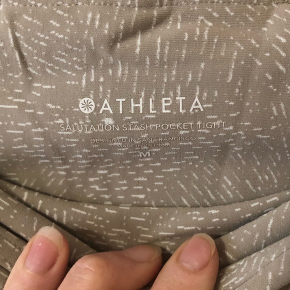 Athleta Salutation Stash Pocket Tight in Quail Tan Beige - Size Medium - Picture 3 of 8